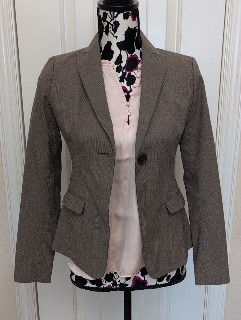 Ann Taylor Taupe Brown Women's Petite Tailored Blazer 00P